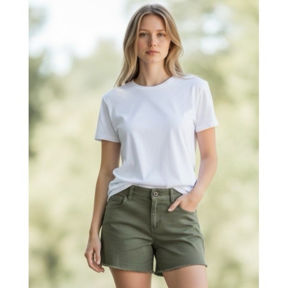 Prana Women's 10 Fingle Shorts Organic Cotton Green Twill 3.5"‎